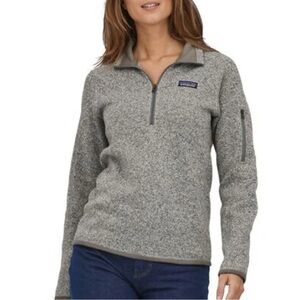 Patagonia - women’s Better sweater‎ 1/4 zip fleece gray/ white high collar top M
